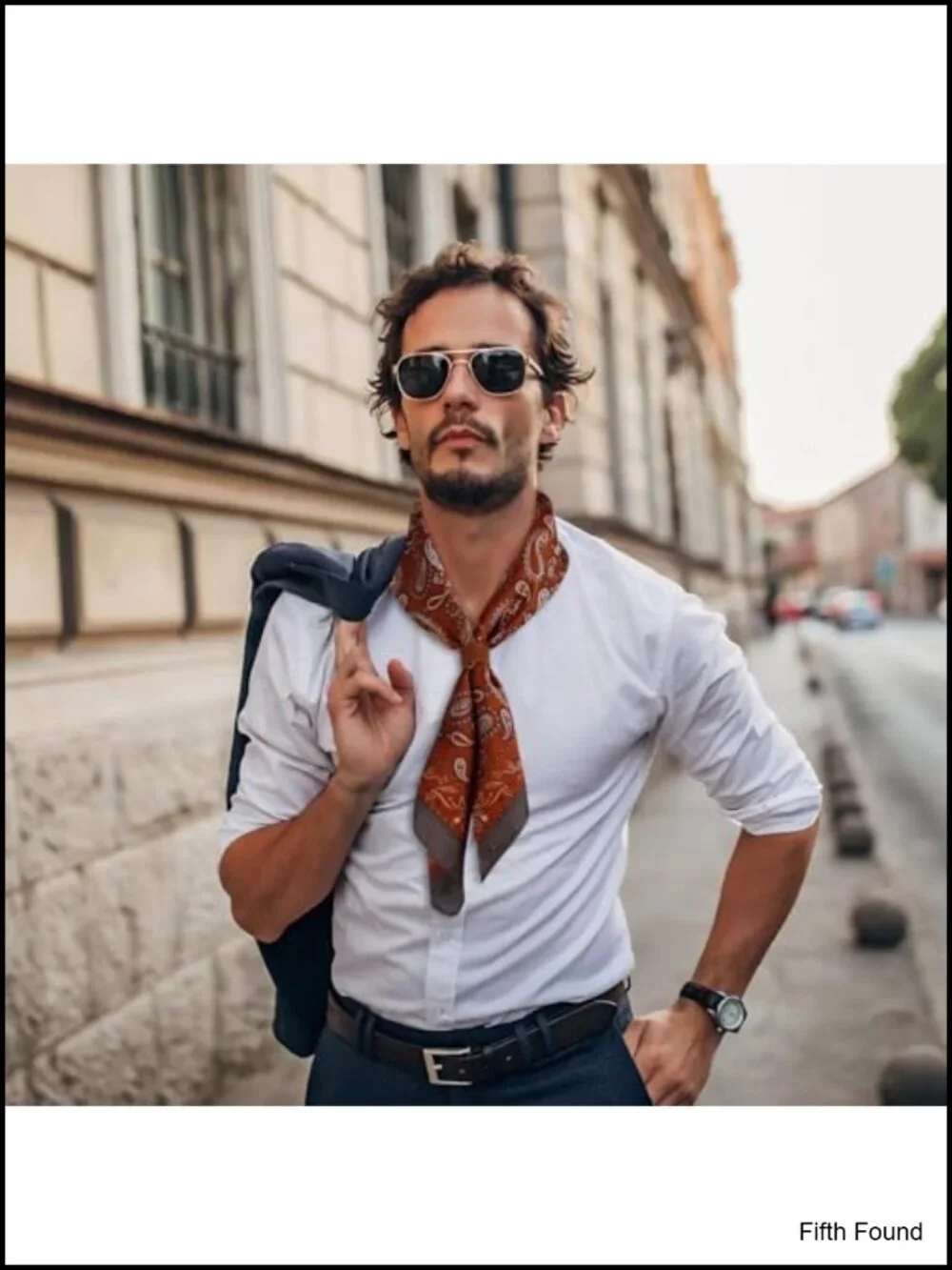 Polyester Square Silk Feeling Neck Scarf Bandana with Split Leather Ring